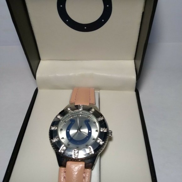 Indianapolis Colts NFL Women's Watch w/ Pink Leather Band w/ Rhinestones !!NEW!!